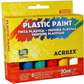 Tinta Plástica 20ml c/6 cores Acrilex CX 1 UN