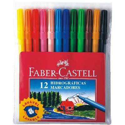 Caneta hidrográfica 12 cores prestocolor 12 150112 Faber Cas