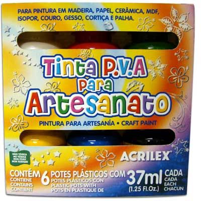 Tinta fosca (c/6 cores) 03200 Acrilex CX 1 ET