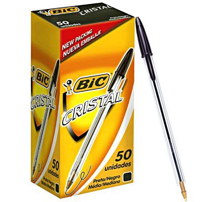 Caneta esferográfica cristal preta Bic CX 50 UN