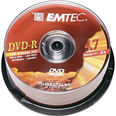 Dvd -r gravável 4.7gb 8x pino Emtec PT 25 UN