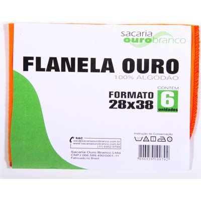 Flanela ouro 28x38cm Ouro Branco PT 6 UN