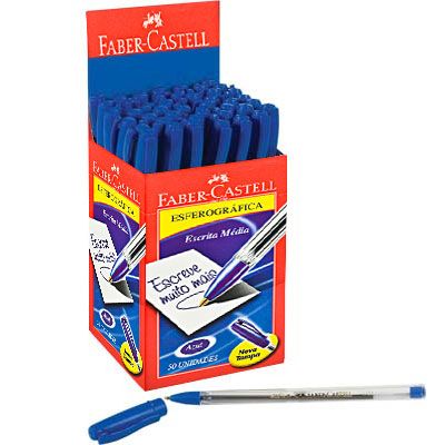 Caneta esferográfica média azul 34fc/az Faber Castell CX 50